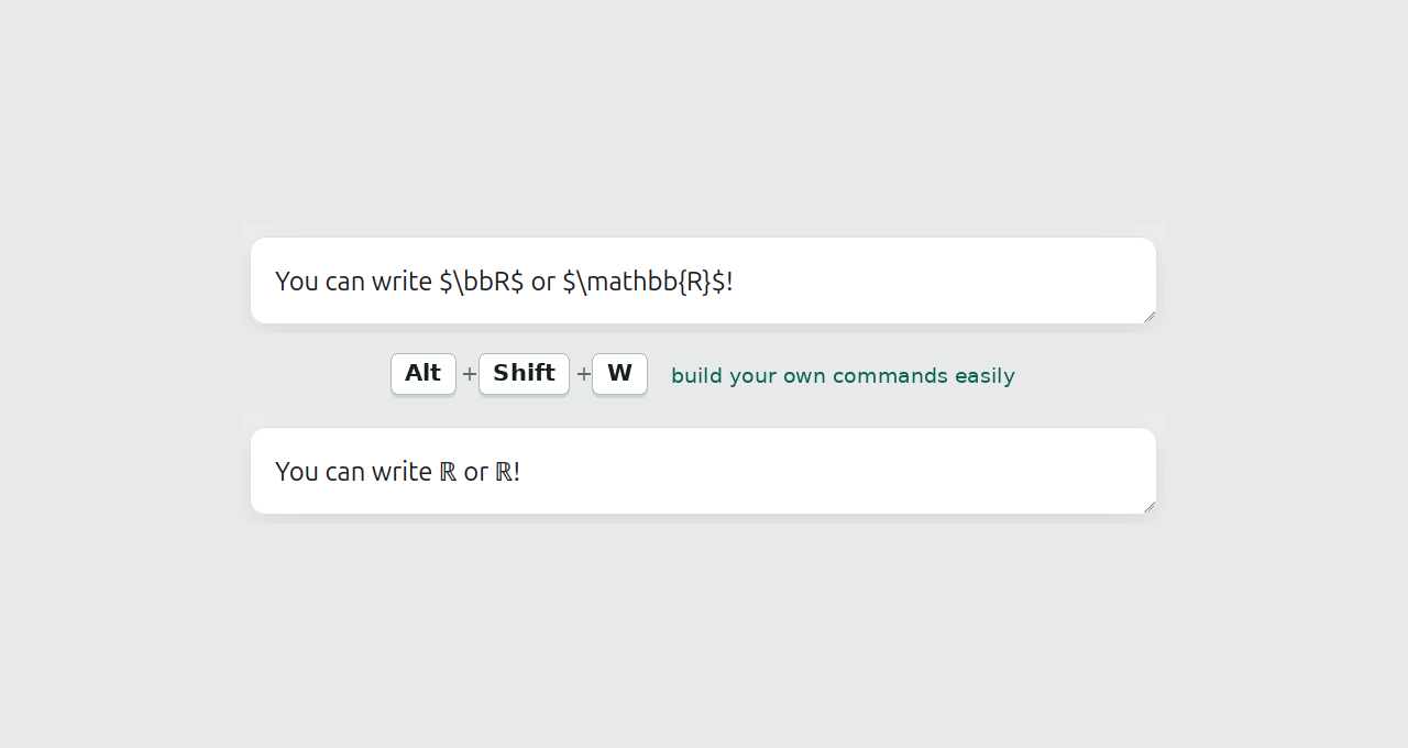 A command the user built, \bbR, giving the same ℝ as \mathbb{R}